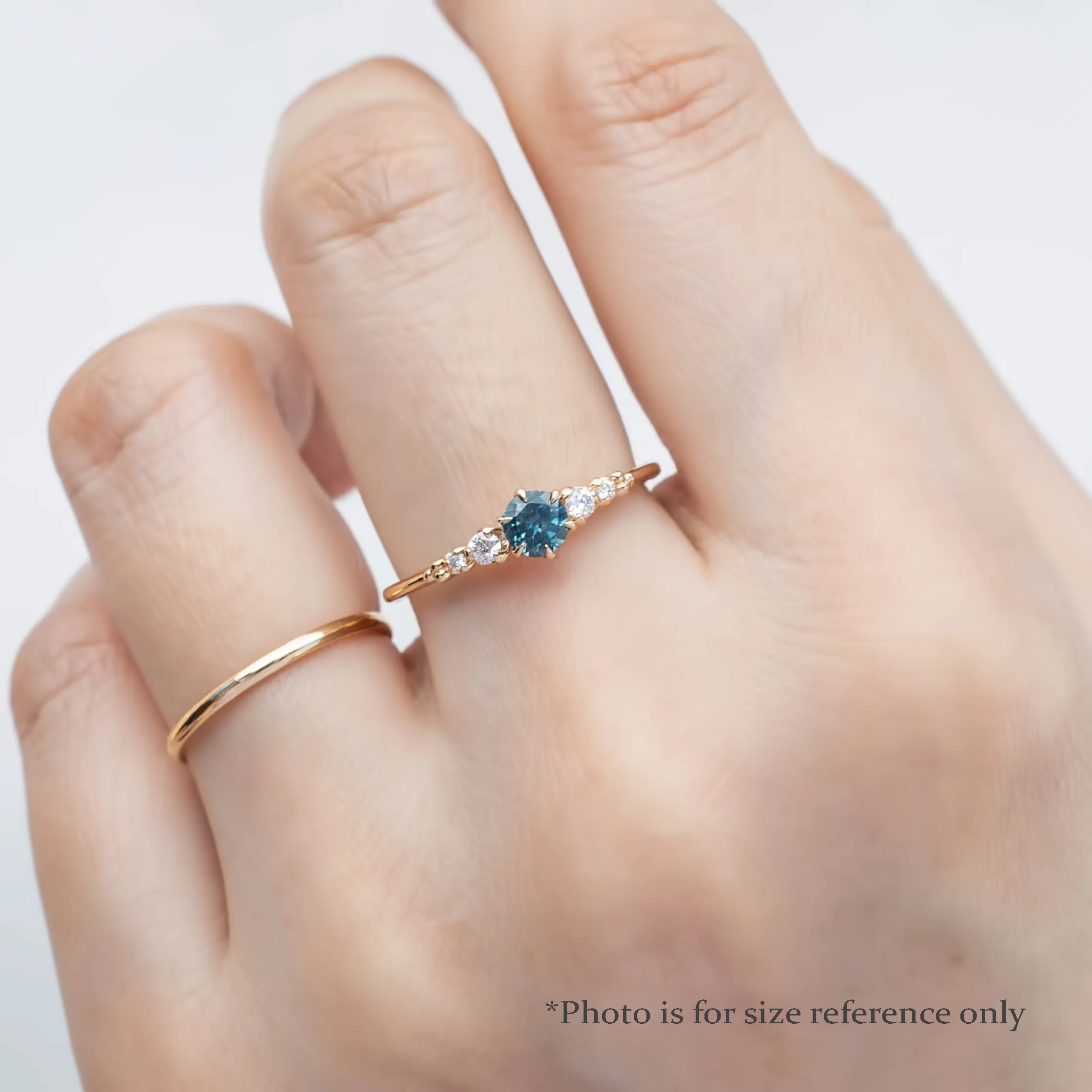 Estel Fleur Ring 4mm 0.30ct Light Blue Round Ceylon Sapphire, 14K White Gold