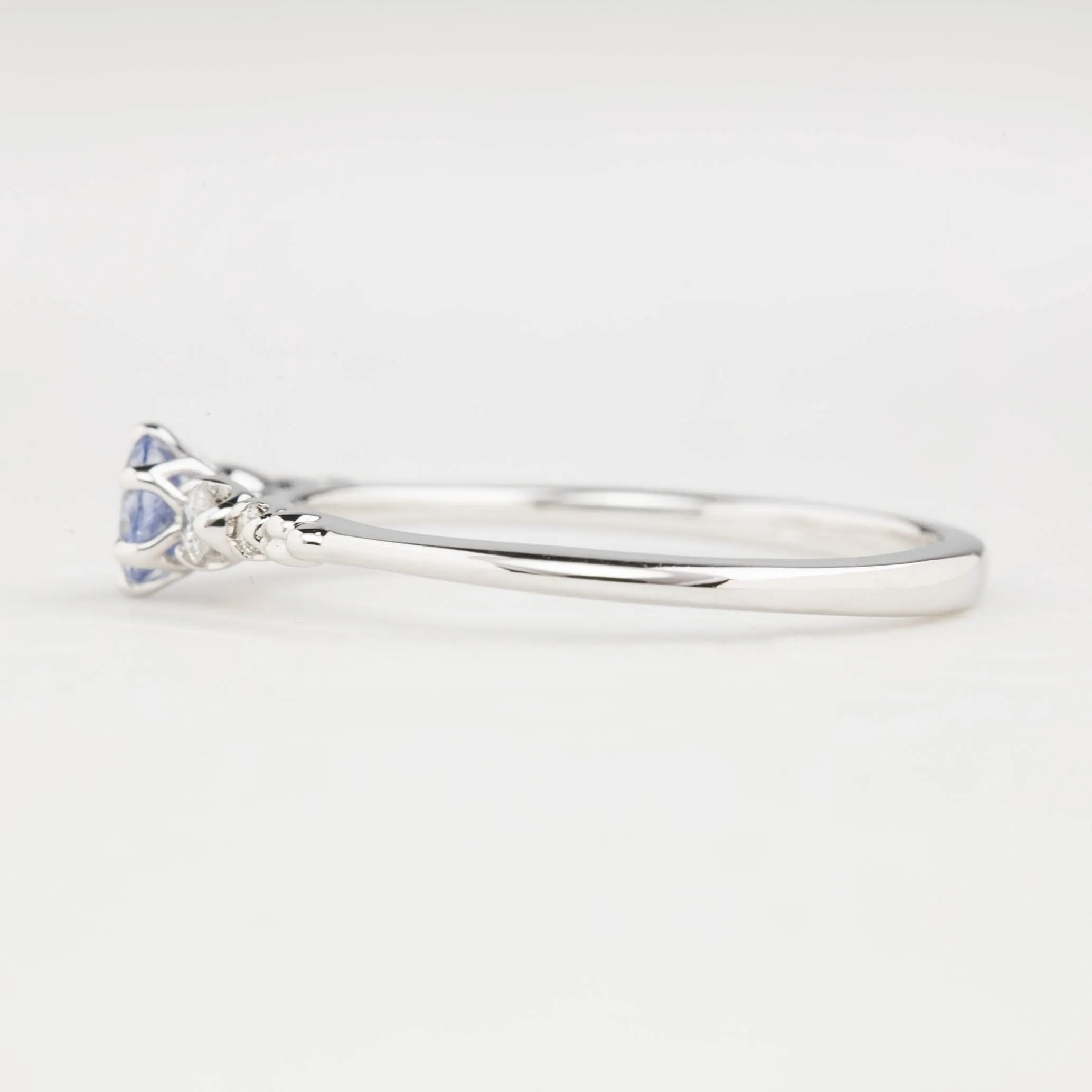 Estel Fleur Ring 4mm 0.30ct Light Blue Round Ceylon Sapphire, 14K White Gold