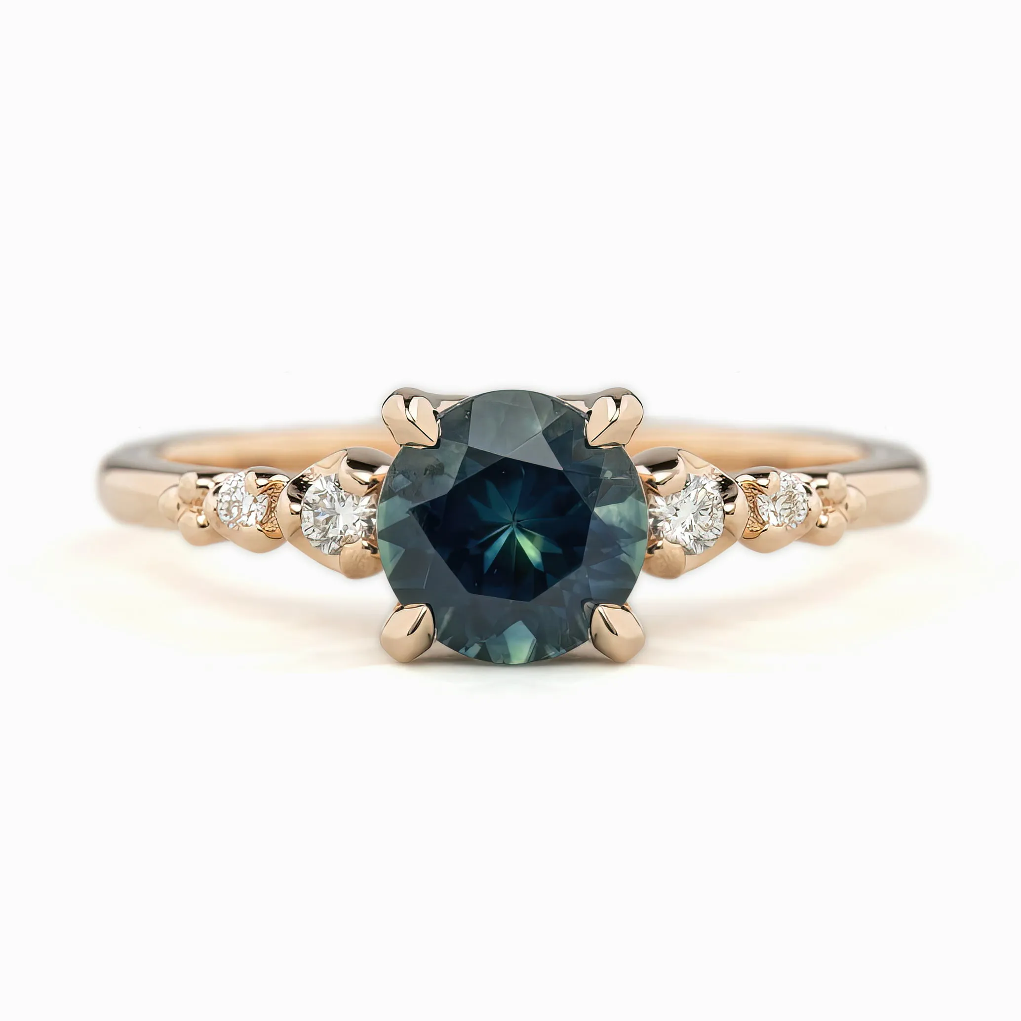 Estel Luxe Ring 1.16ct Dark Teal Blue Green Montana Sapphire, 14k Rose Gold (One of a Kind)