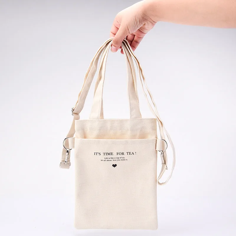 Fashion portable double mouth canvas bag