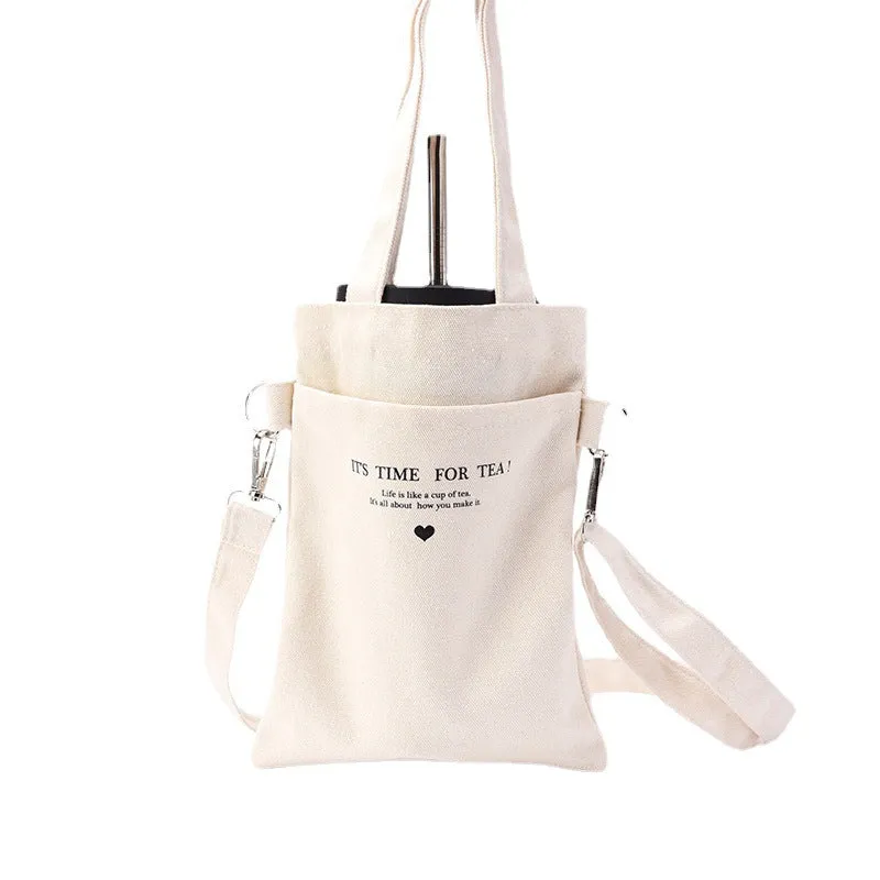 Fashion portable double mouth canvas bag