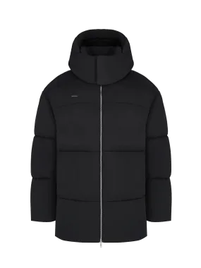 Flower-Warmth Recycled Nylon Long Puffer—black