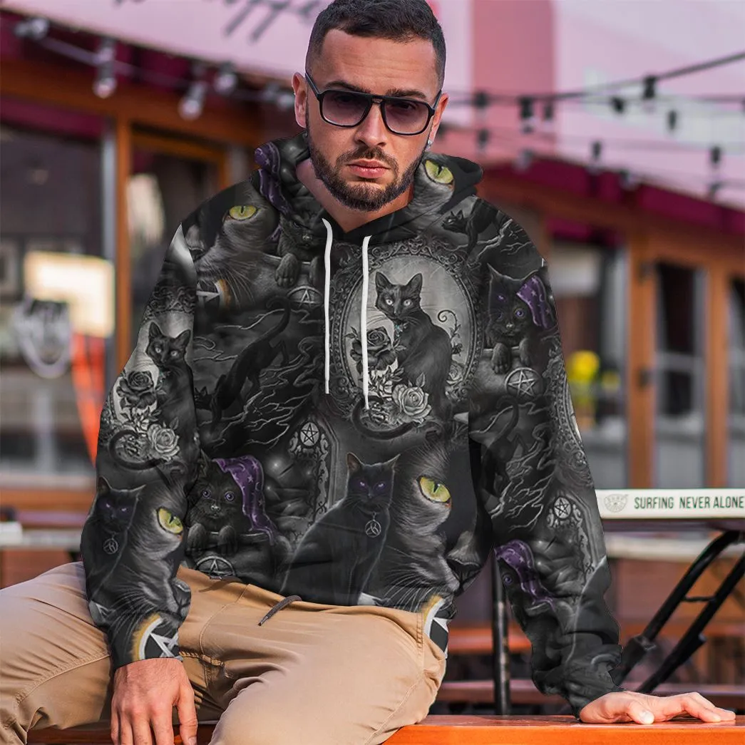 Gearhuman 3D Black Cat Tshirt Hoodie Apparel