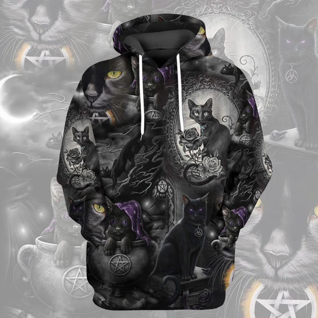 Gearhuman 3D Black Cat Tshirt Hoodie Apparel