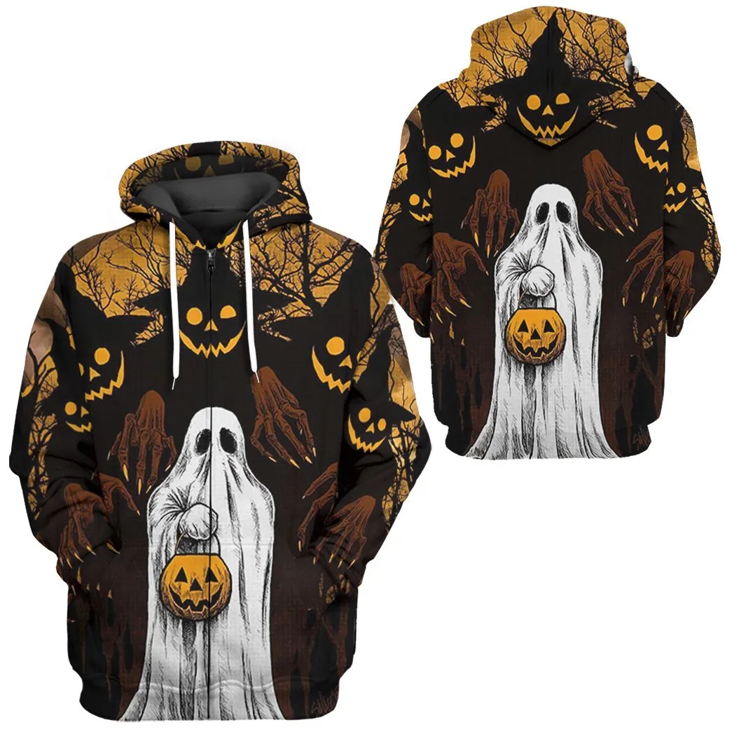 Gearhuman 3D Ghost And Jack-O'-Lantern Tshirt Hoodie Apparel