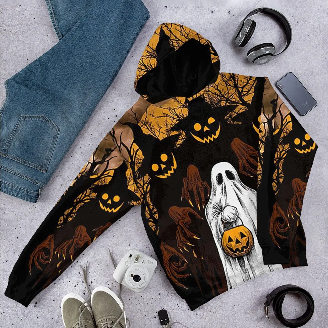 Gearhuman 3D Ghost And Jack-O'-Lantern Tshirt Hoodie Apparel