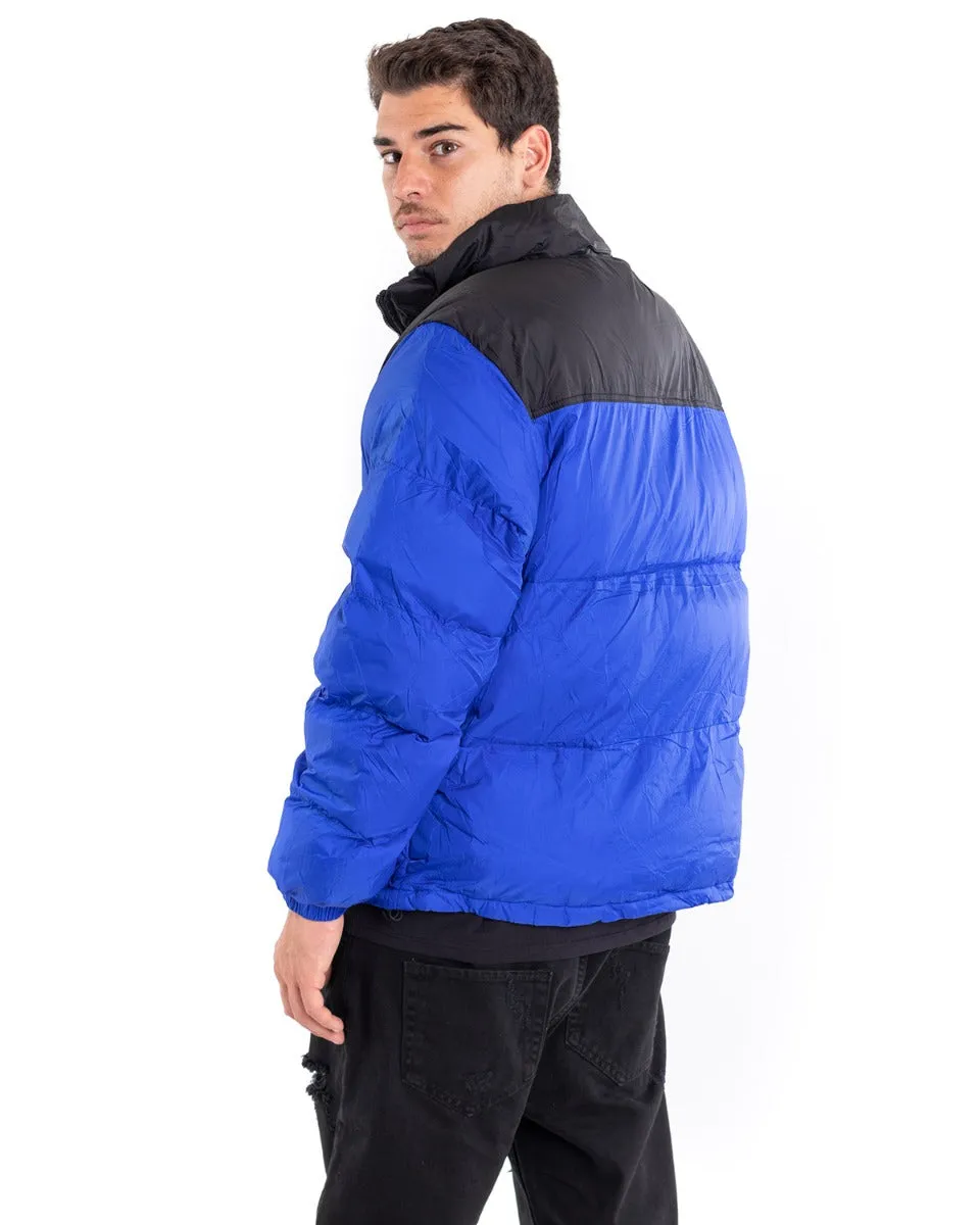 Giubbotto Uomo Bomber Bicolore Nero Blu Royal Puffer Imbottito GIOSAL-G2911A