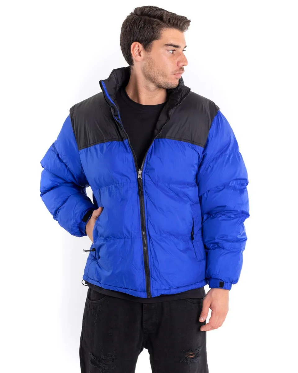 Giubbotto Uomo Bomber Bicolore Nero Blu Royal Puffer Imbottito GIOSAL-G2911A