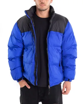 Giubbotto Uomo Bomber Bicolore Nero Blu Royal Puffer Imbottito GIOSAL-G2911A