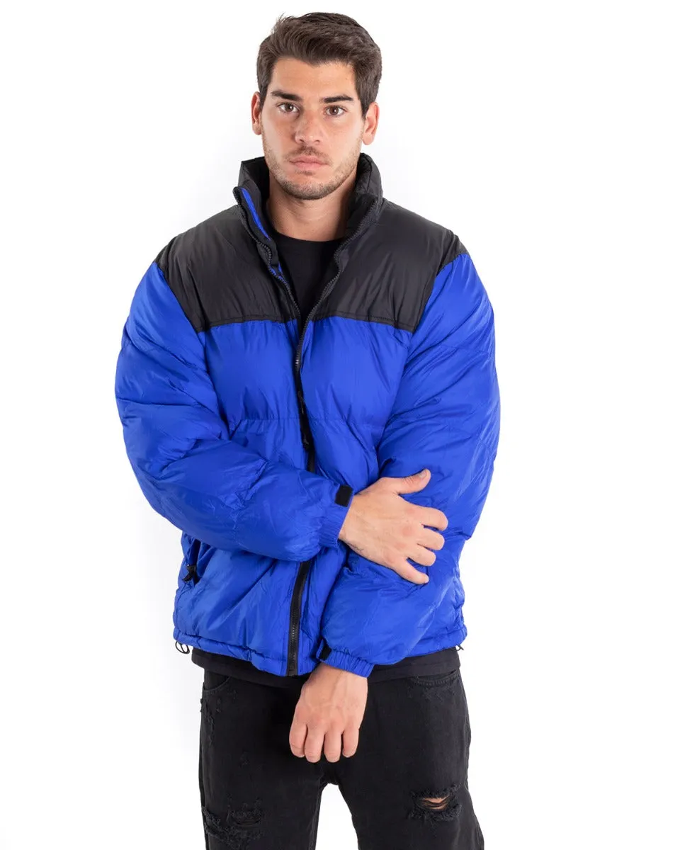 Giubbotto Uomo Bomber Bicolore Nero Blu Royal Puffer Imbottito GIOSAL-G2911A