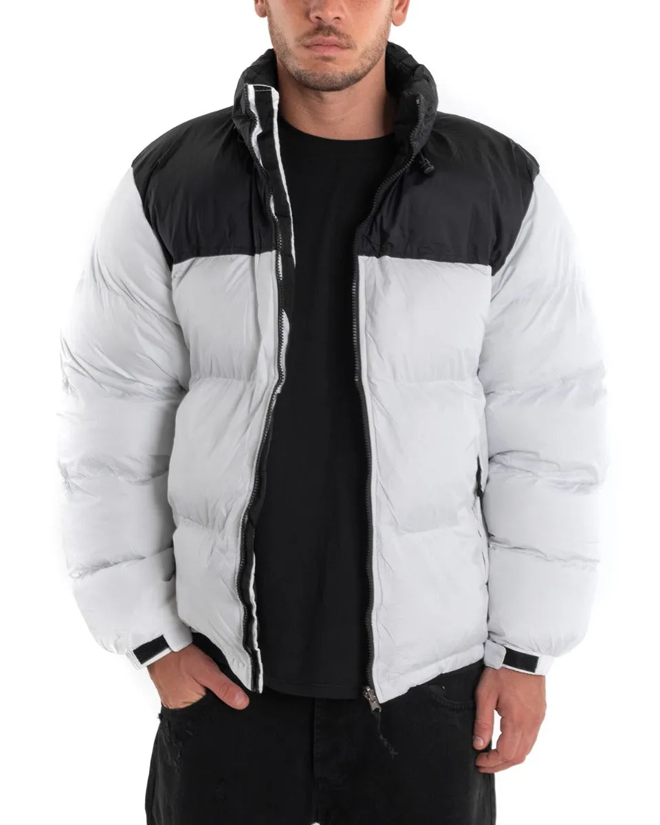 Giubbotto Uomo Bomber Bicolore Nero Ghiaccio Puffer Imbottito GIOSAL-G2912A