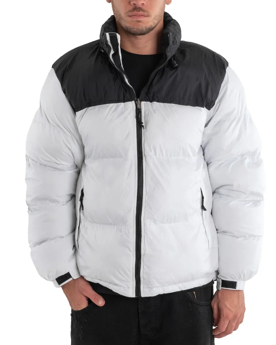 Giubbotto Uomo Bomber Bicolore Nero Ghiaccio Puffer Imbottito GIOSAL-G2912A