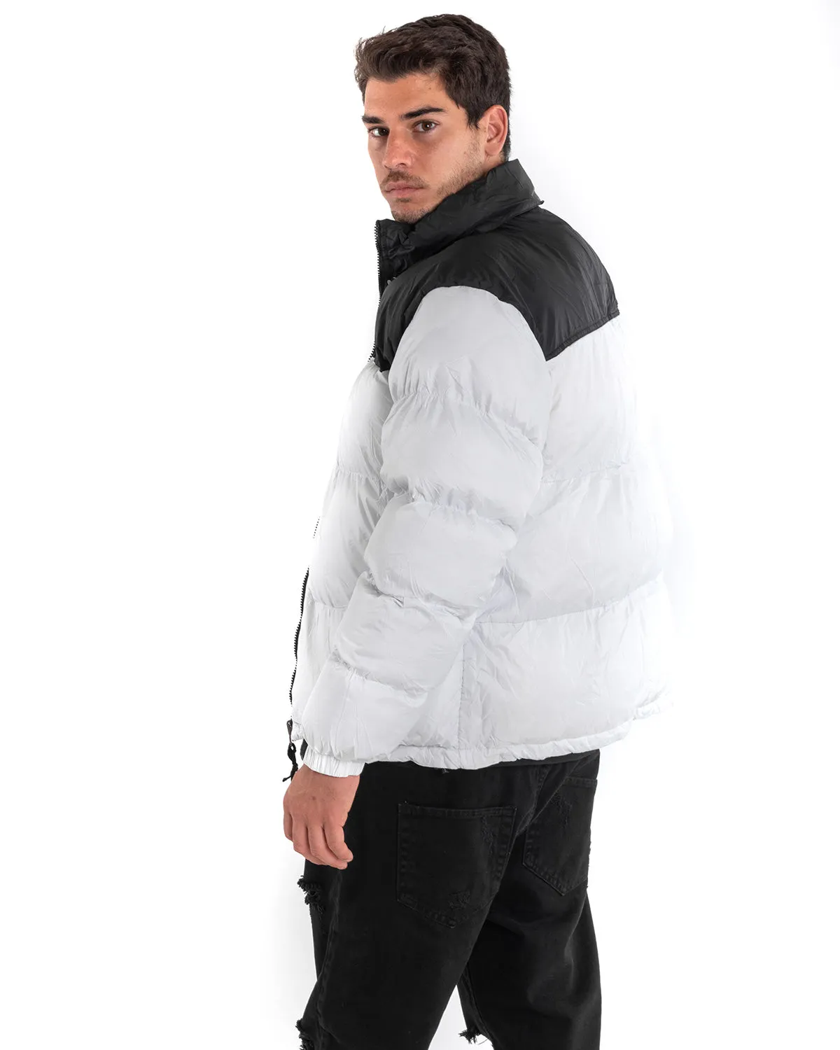 Giubbotto Uomo Bomber Bicolore Nero Ghiaccio Puffer Imbottito GIOSAL-G2912A