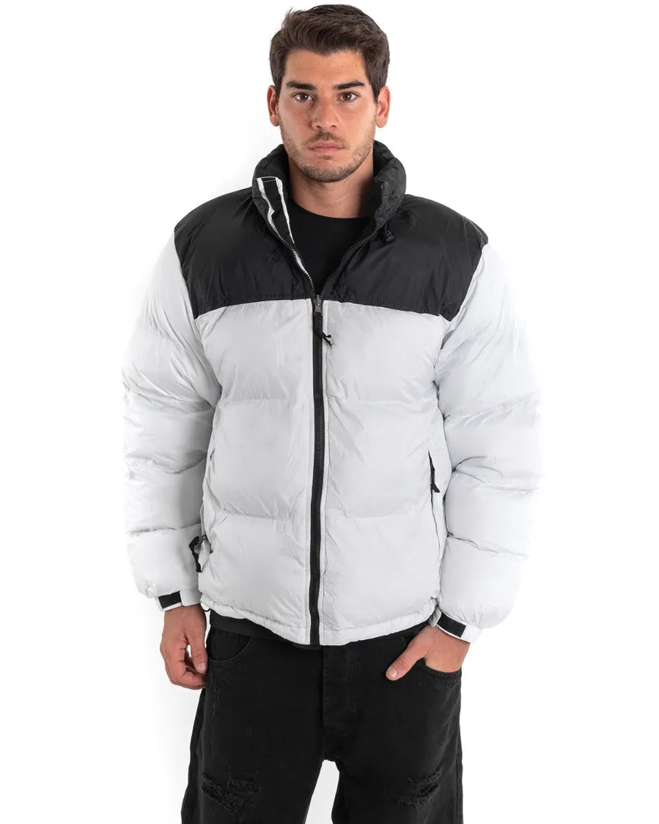 Giubbotto Uomo Bomber Bicolore Nero Ghiaccio Puffer Imbottito GIOSAL-G2912A