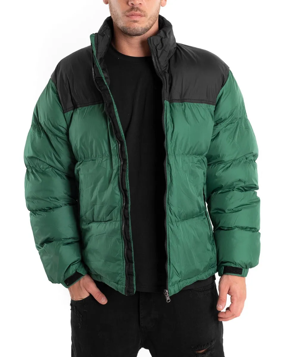 Giubbotto Uomo Bomber Bicolore Nero Verde Puffer Imbottito GIOSAL-G2910A