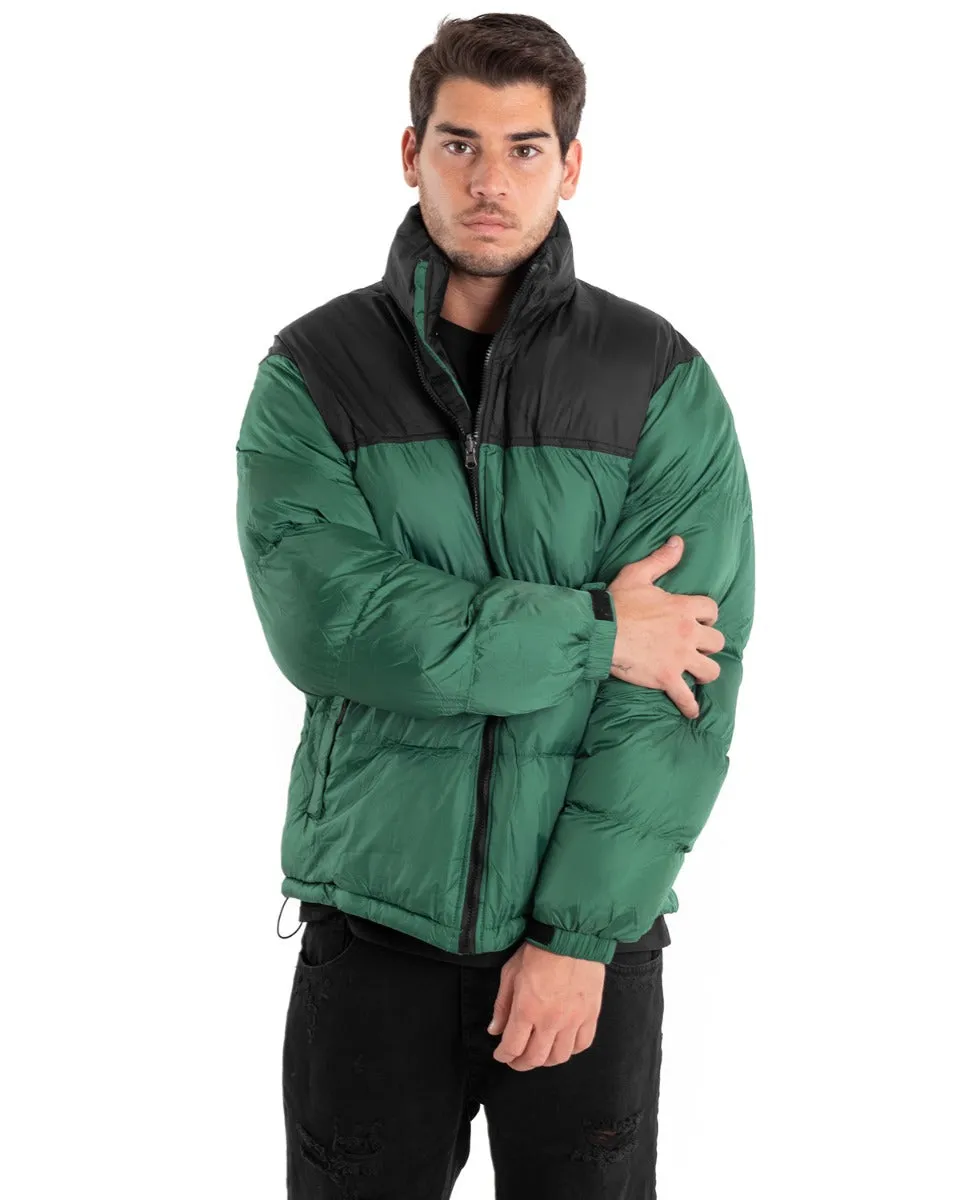 Giubbotto Uomo Bomber Bicolore Nero Verde Puffer Imbottito GIOSAL-G2910A