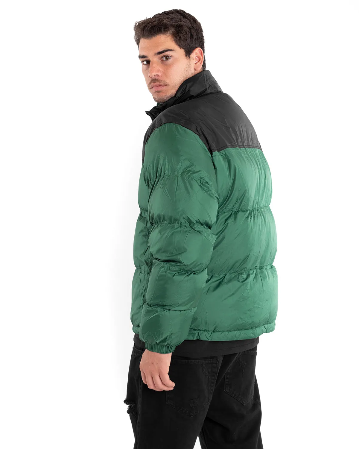 Giubbotto Uomo Bomber Bicolore Nero Verde Puffer Imbottito GIOSAL-G2910A