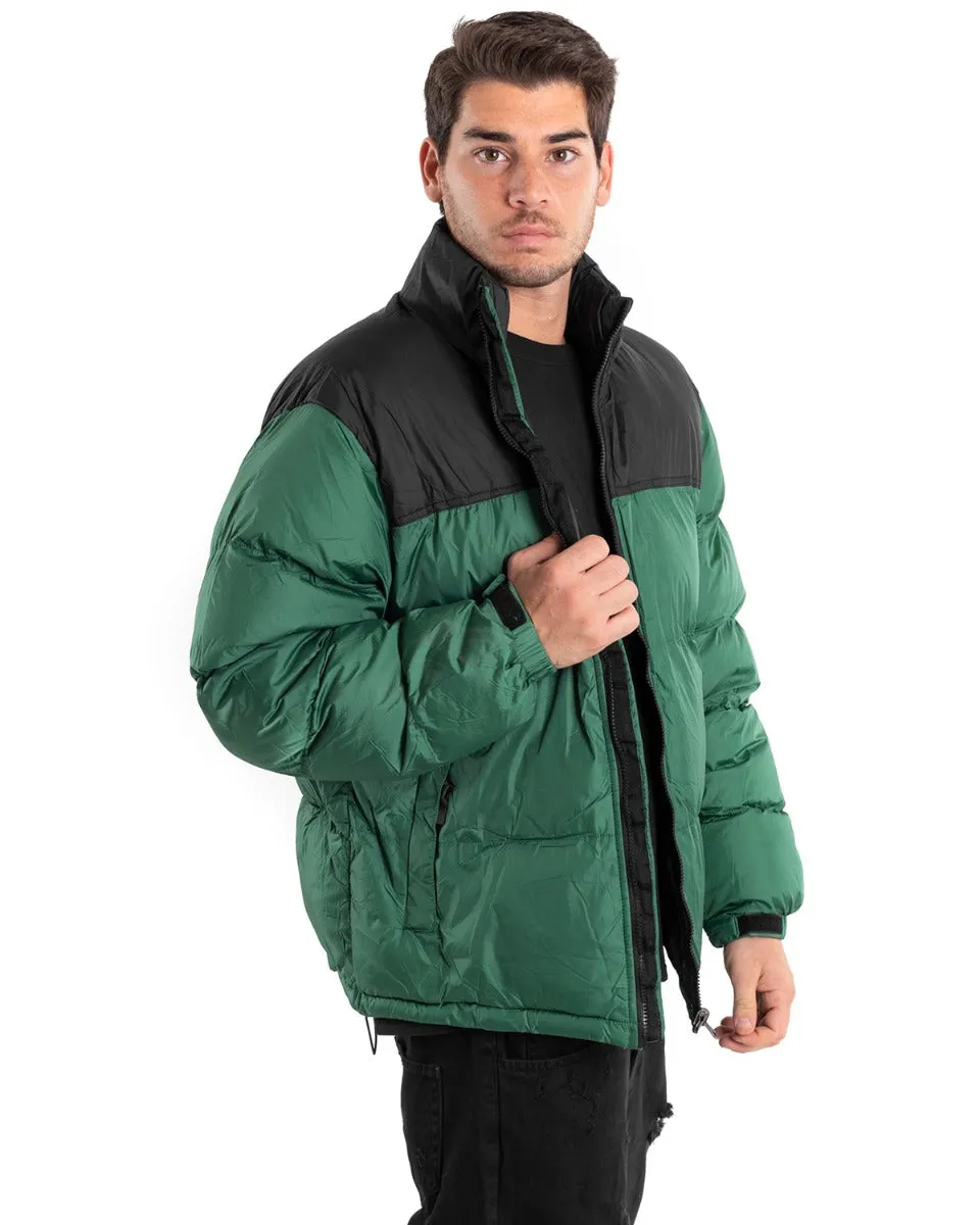 Giubbotto Uomo Bomber Bicolore Nero Verde Puffer Imbottito GIOSAL-G2910A