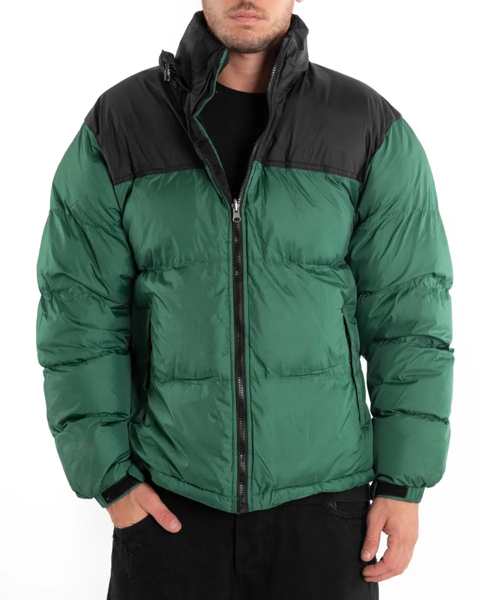 Giubbotto Uomo Bomber Bicolore Nero Verde Puffer Imbottito GIOSAL-G2910A