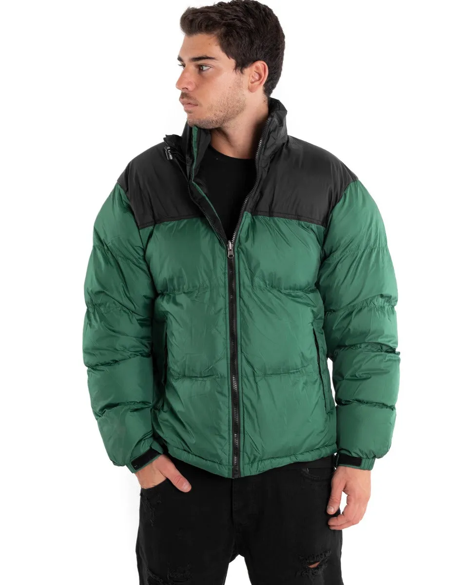 Giubbotto Uomo Bomber Bicolore Nero Verde Puffer Imbottito GIOSAL-G2910A