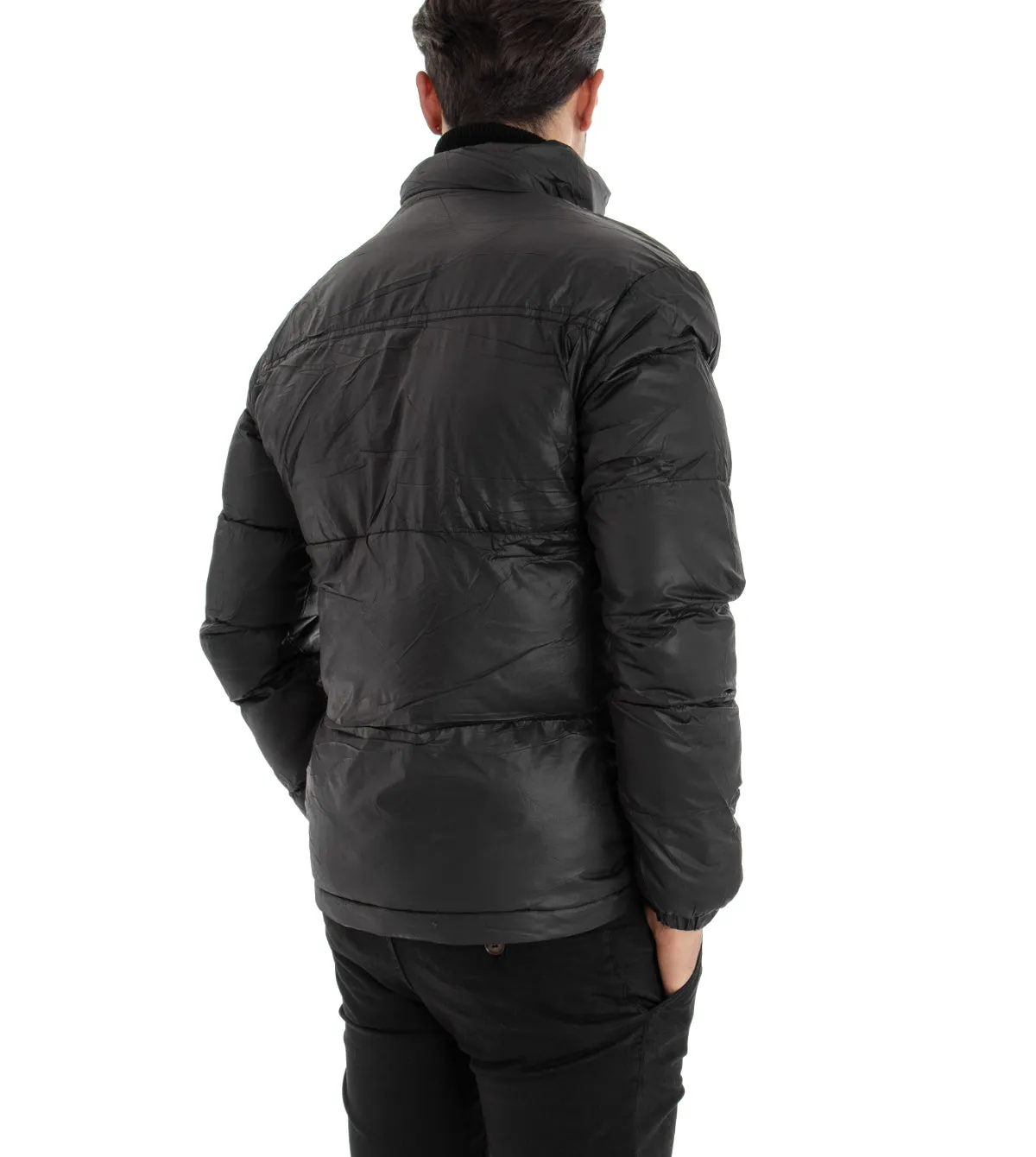 Giubbotto Uomo Bomber Nero Puffer Imbottito Piumino Riscaldabile GIOSAL-G2168A