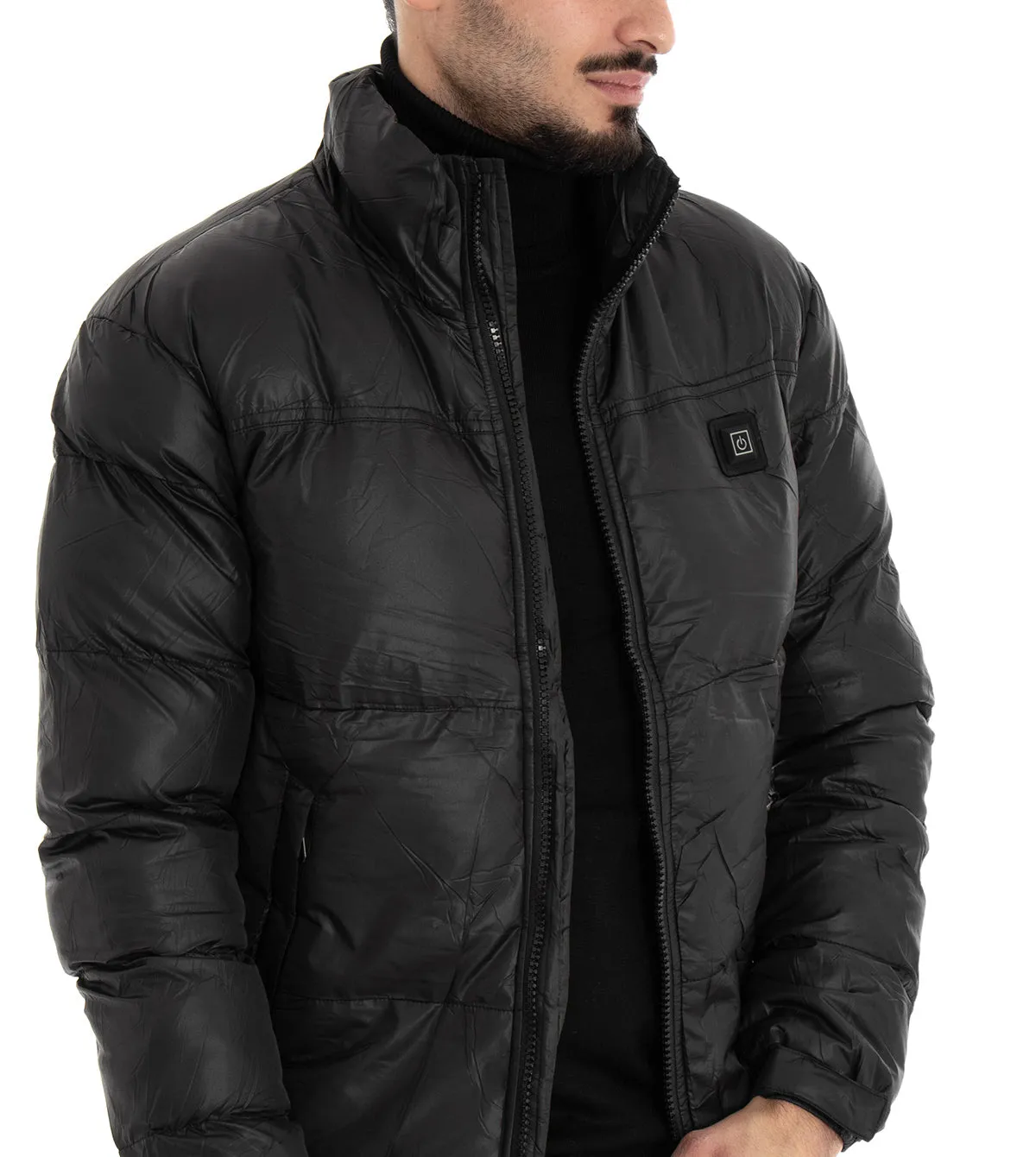 Giubbotto Uomo Bomber Nero Puffer Imbottito Piumino Riscaldabile GIOSAL-G2168A