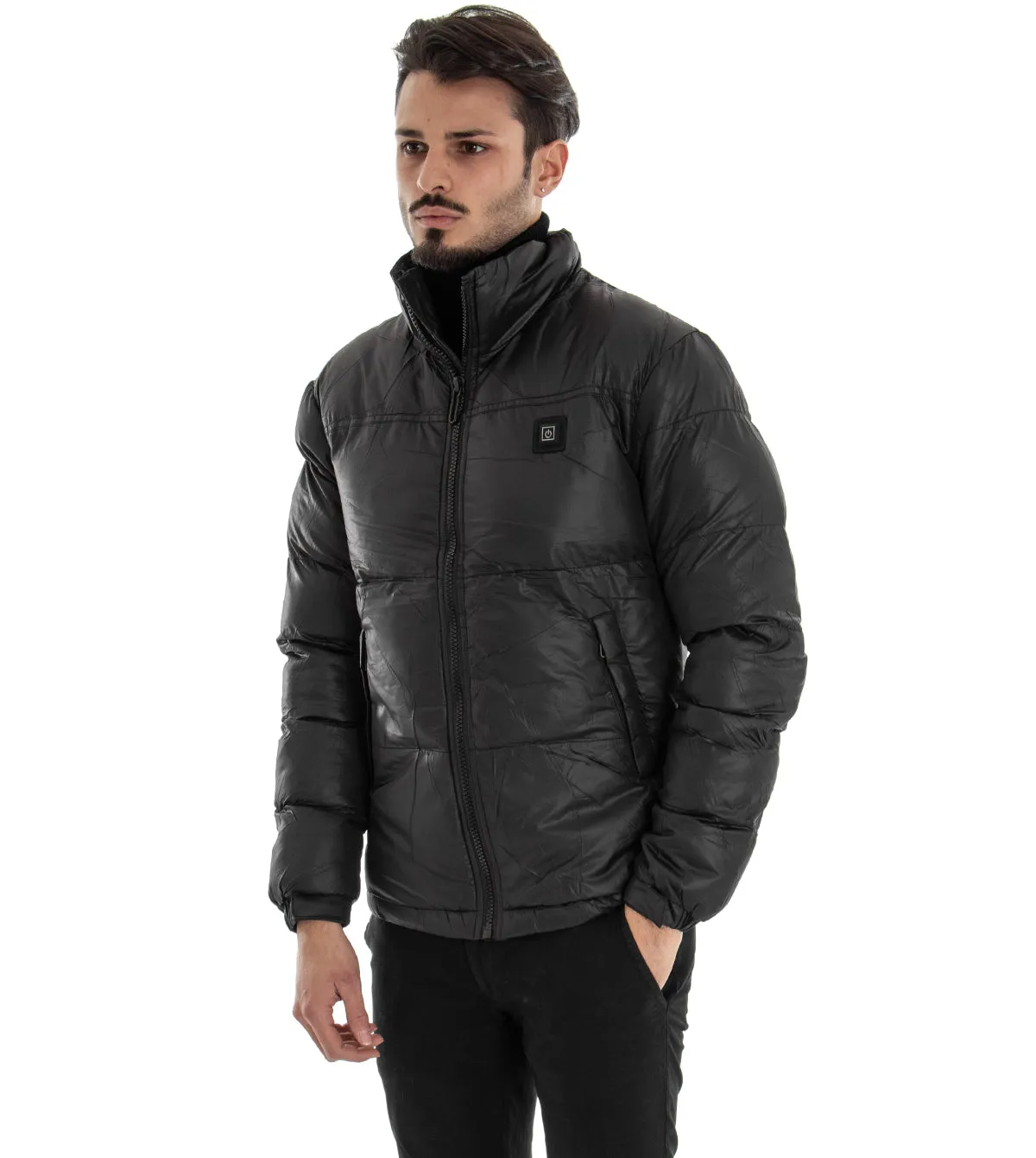 Giubbotto Uomo Bomber Nero Puffer Imbottito Piumino Riscaldabile GIOSAL-G2168A