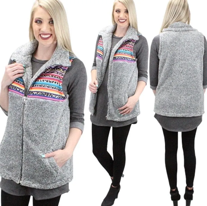 Grey serape sherpa VEST