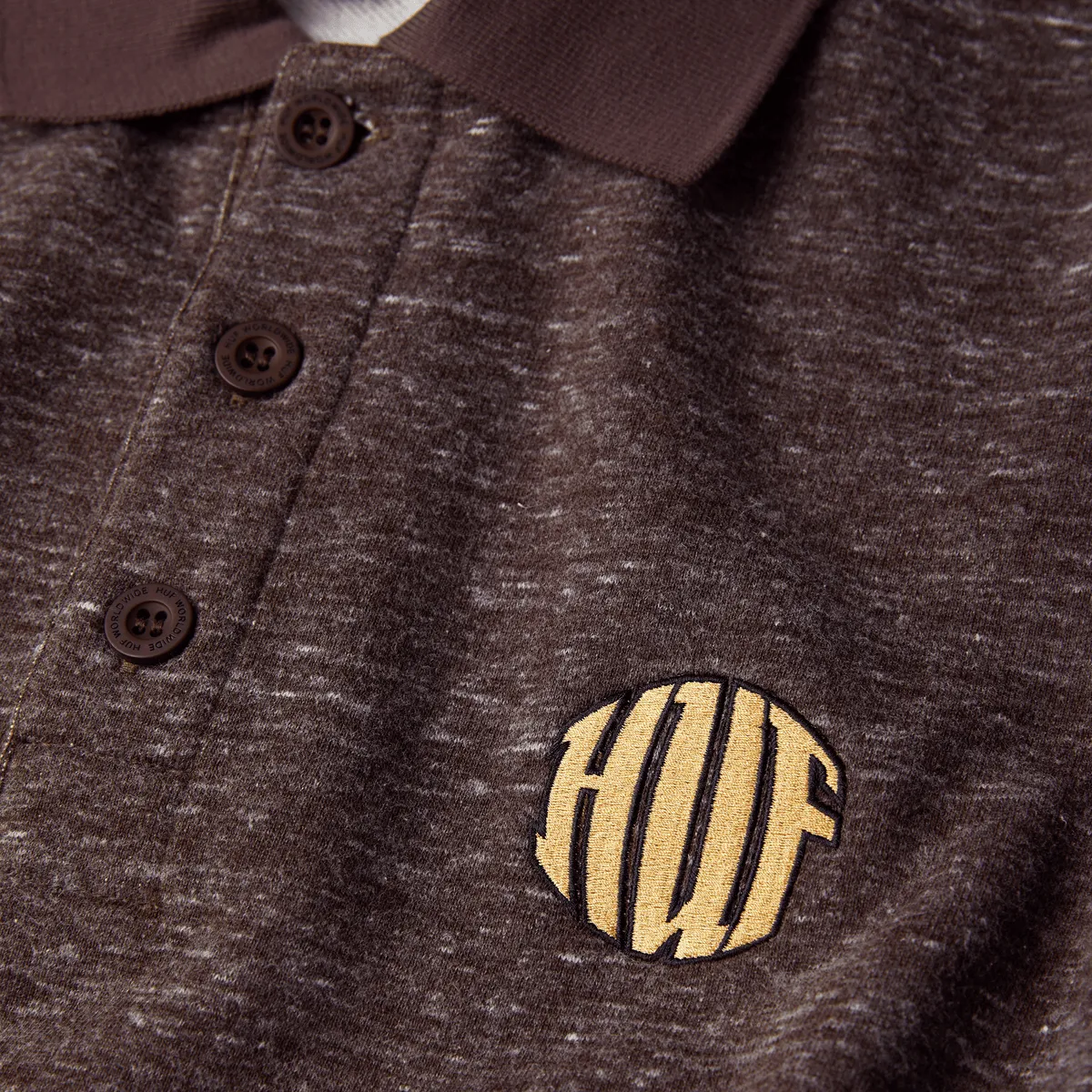 HUF WINSTON POLO FLEECE-DARK BROWN