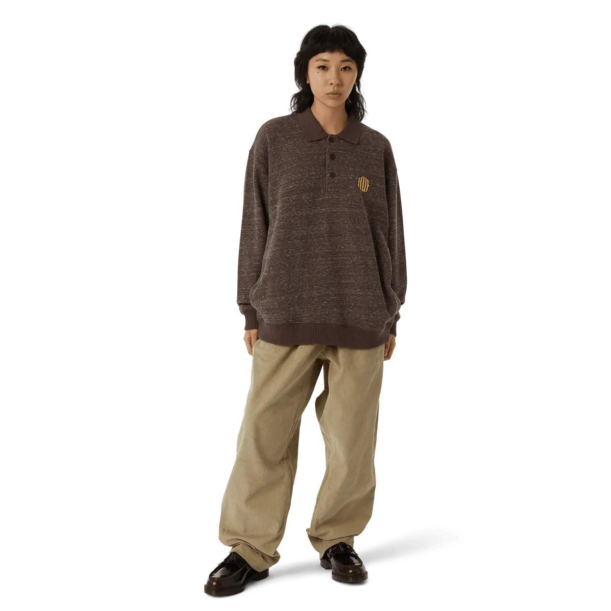 HUF WINSTON POLO FLEECE-DARK BROWN