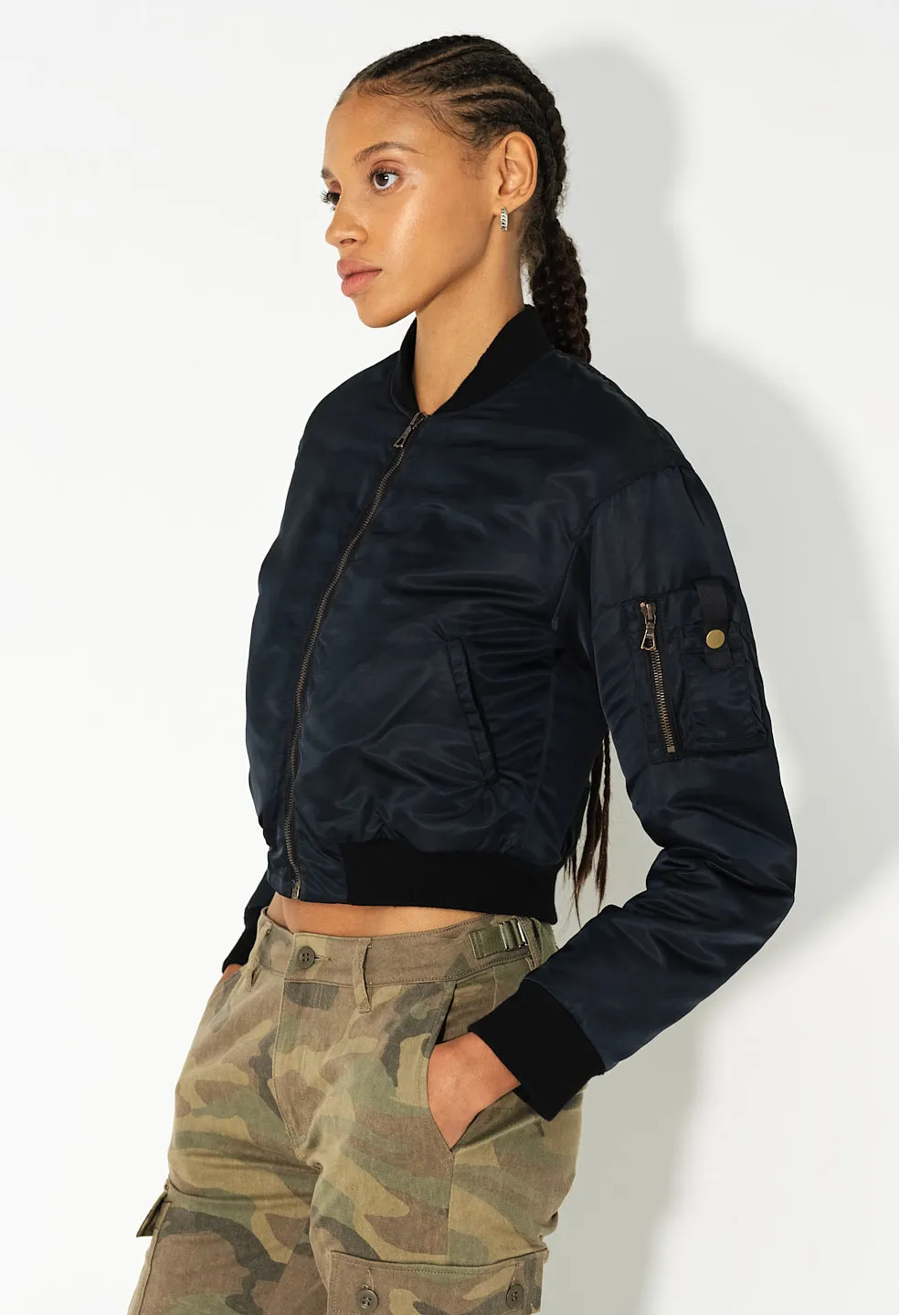 Hunter Cropped Bomber / Black