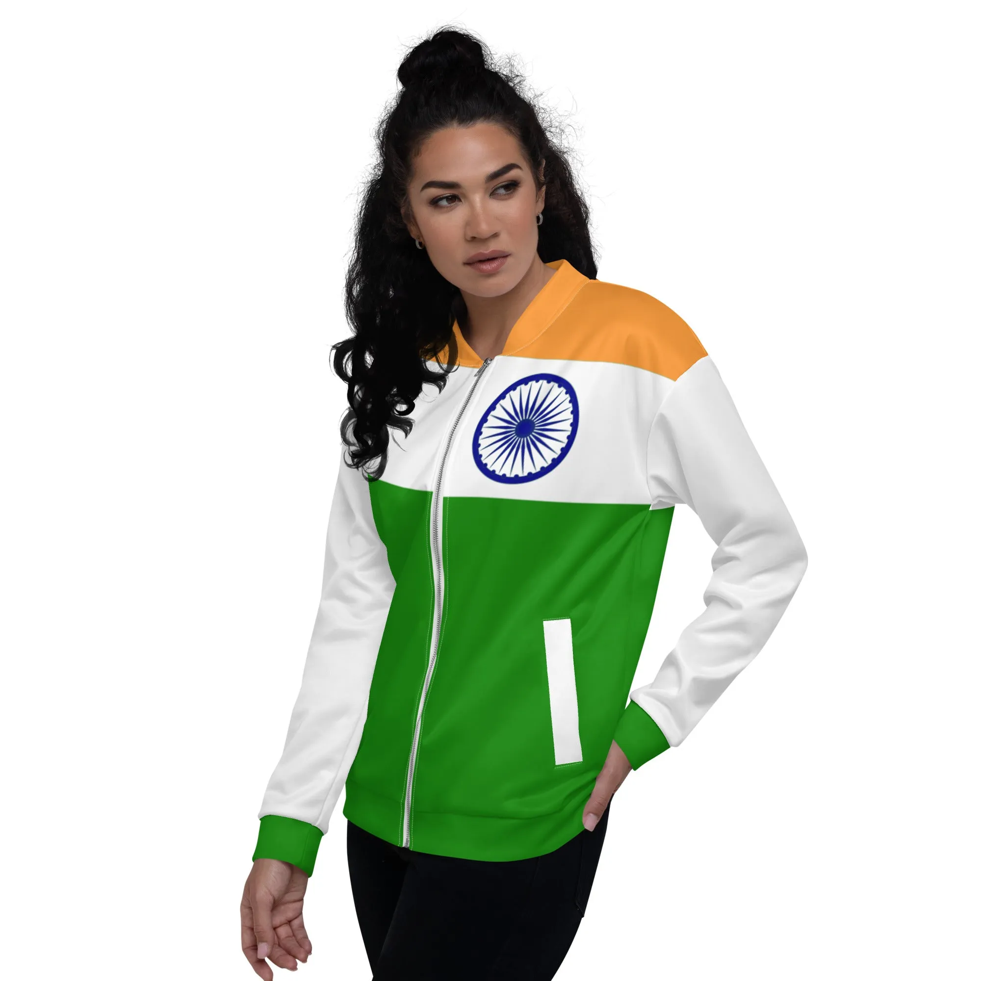 Indian Print Jacket / India Flag Colors Bomber Jacket For India Lover