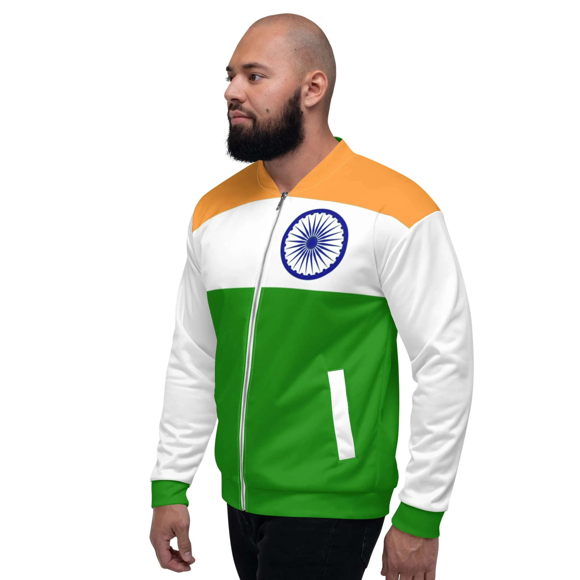 Indian Print Jacket / India Flag Colors Bomber Jacket For India Lover