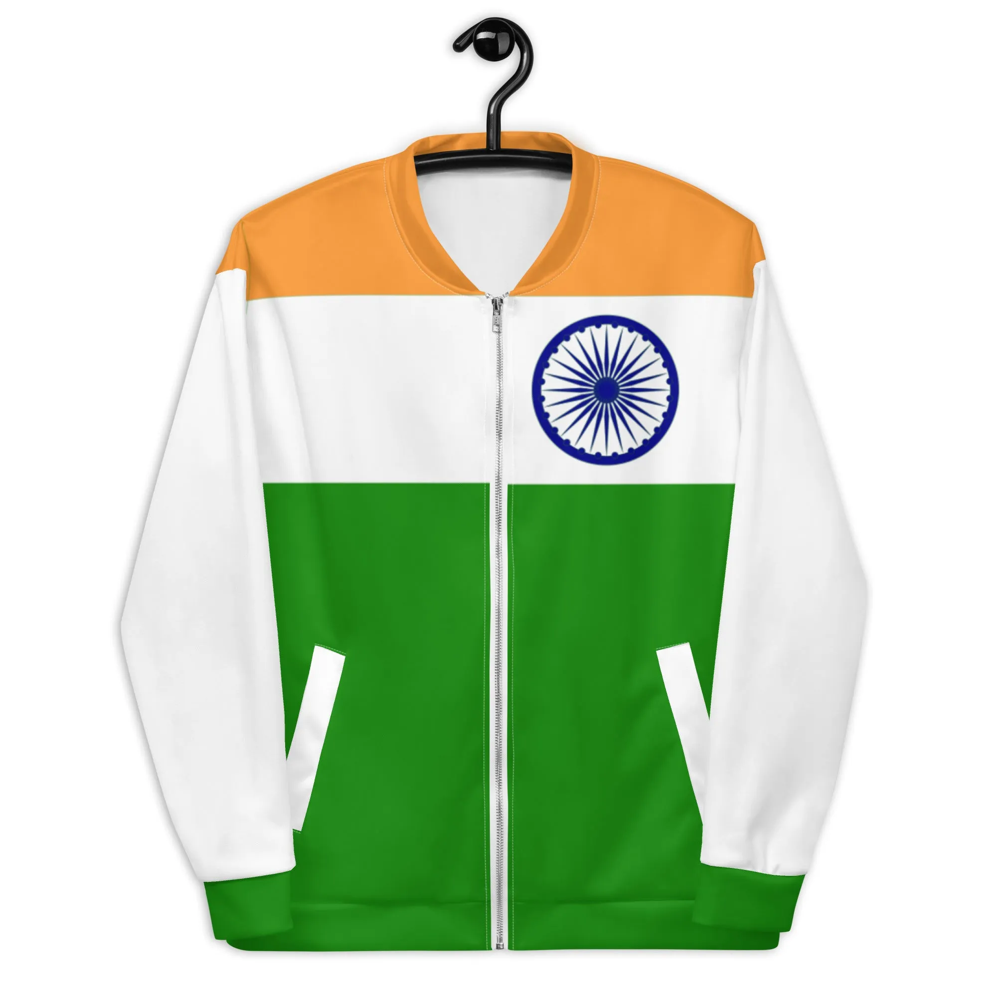 Indian Print Jacket / India Flag Colors Bomber Jacket For India Lover