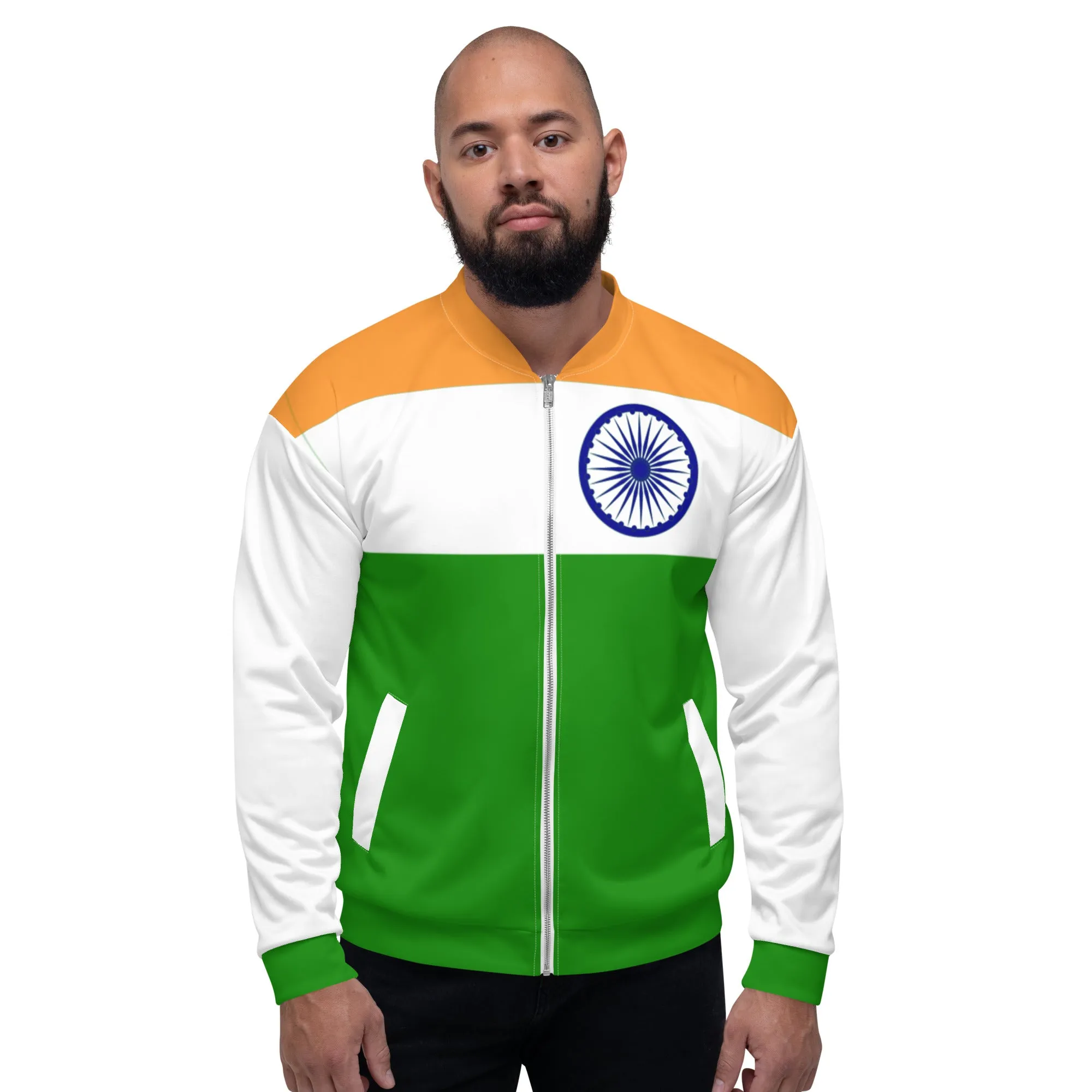 Indian Print Jacket / India Flag Colors Bomber Jacket For India Lover