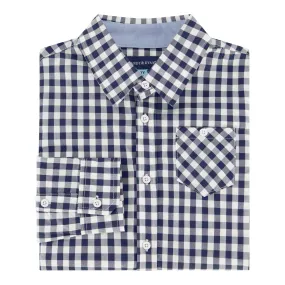 Infant Boy Navy Gingham Button-down Shirtzie