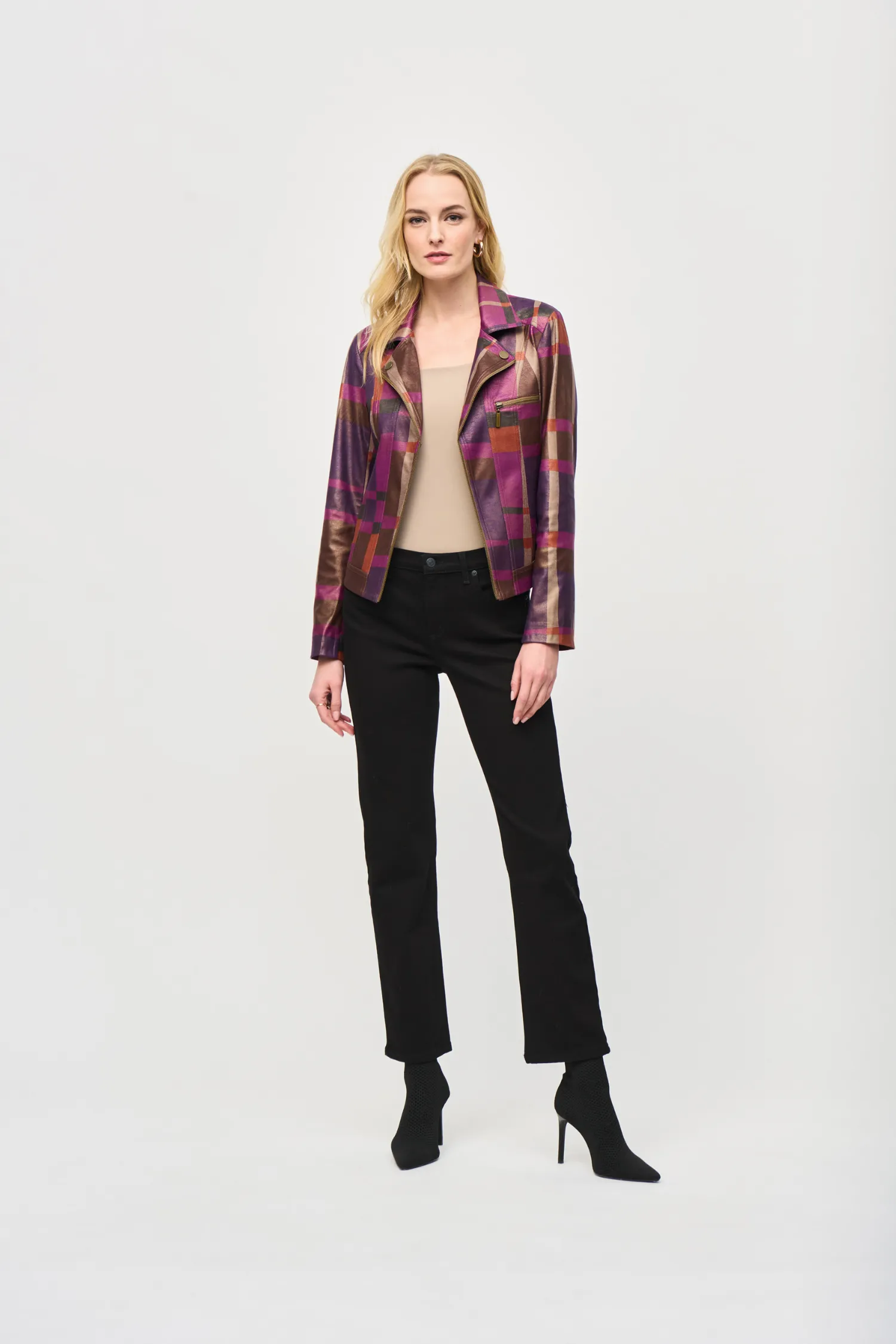 Joseph Ribkoff Foiled Print Faux Suede Jacket - Style 243921