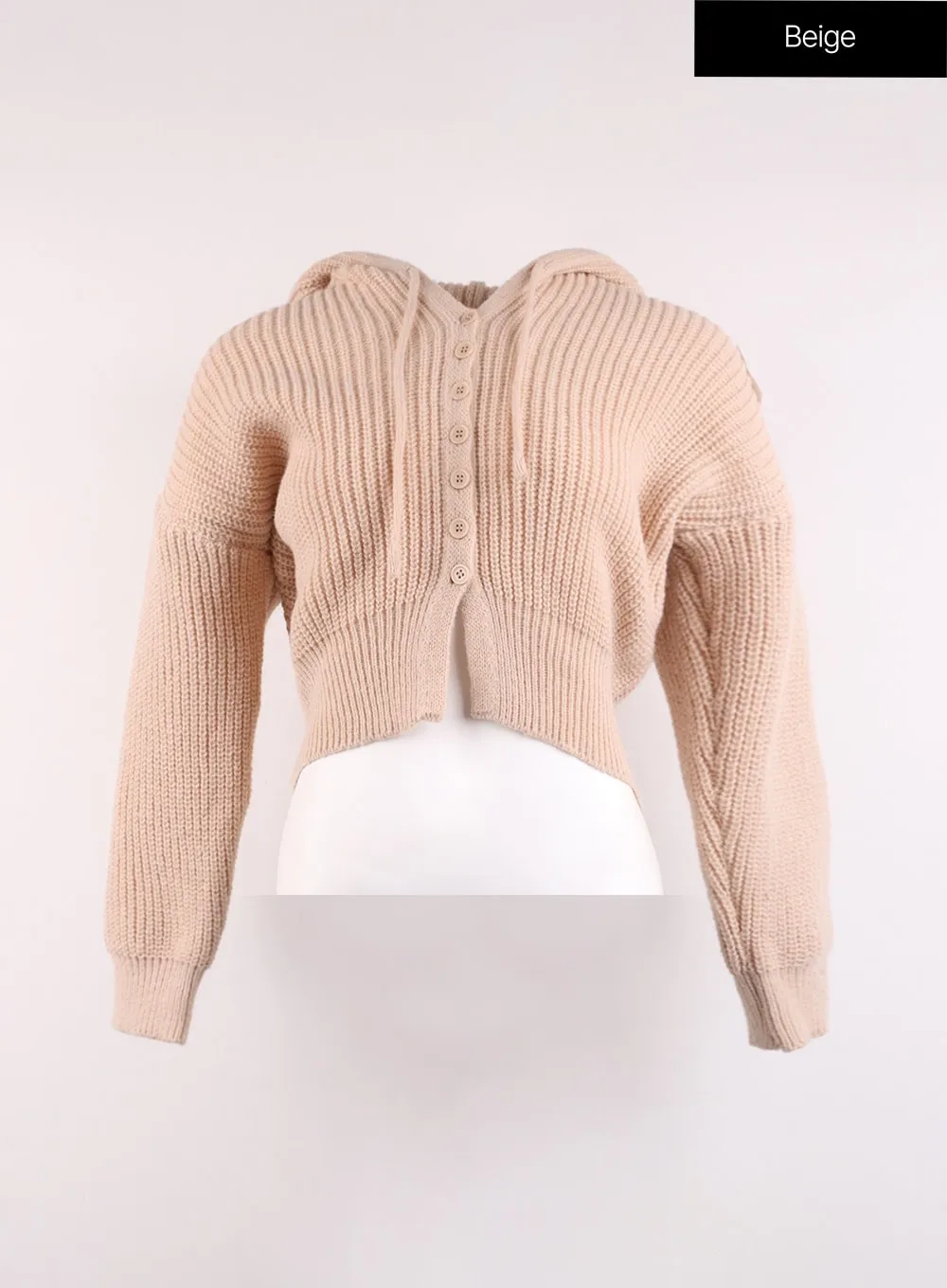 Knit Button Crop Hoodie OJ429