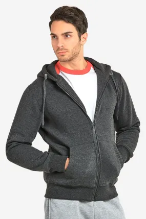 KNOCKER MEN'S HEAVY WEIGHT FLEECE ZIPPER HOODIE JACKET (HD2000_CH/GR)