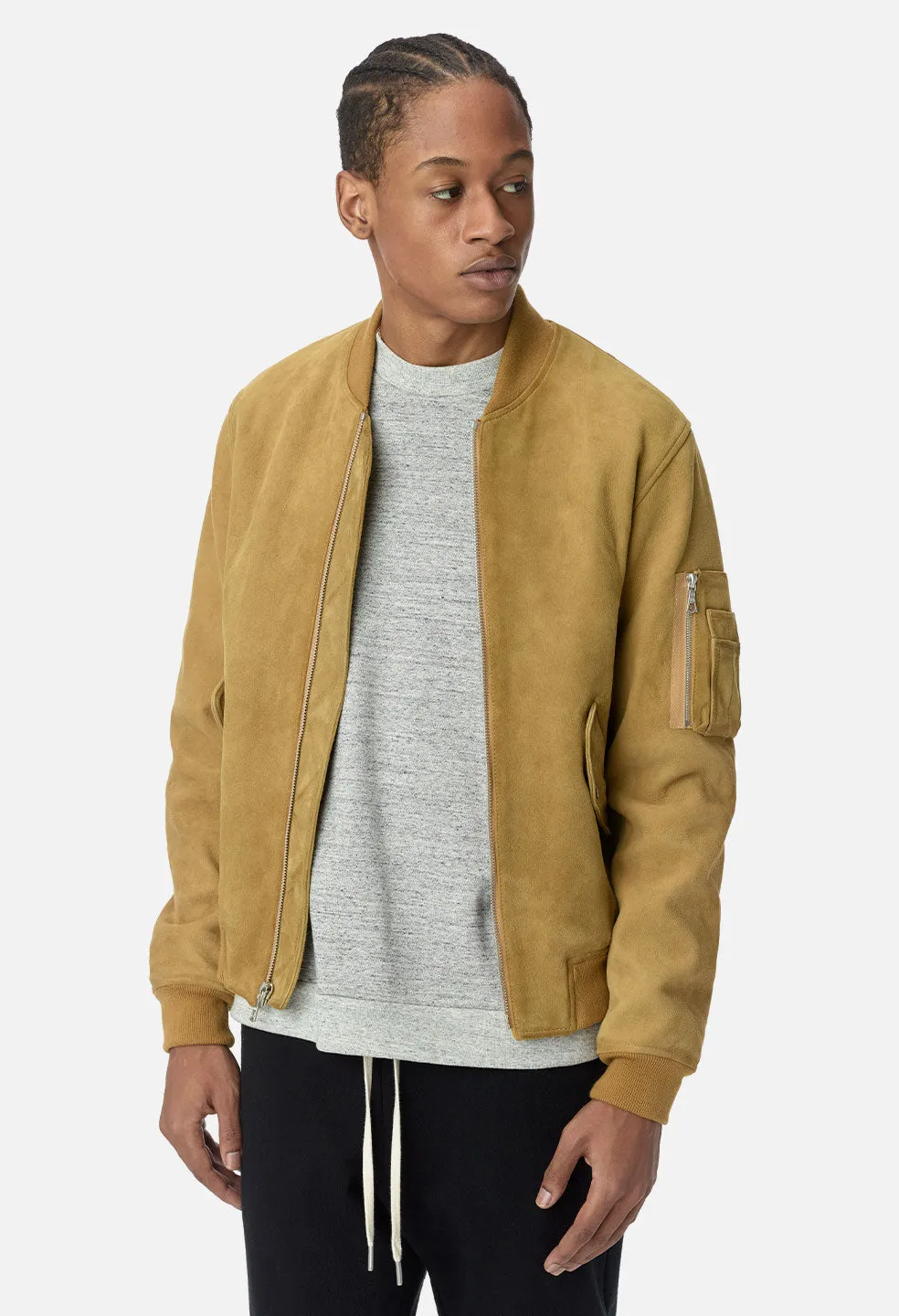 Leather Bogota Bomber / Tan Suede