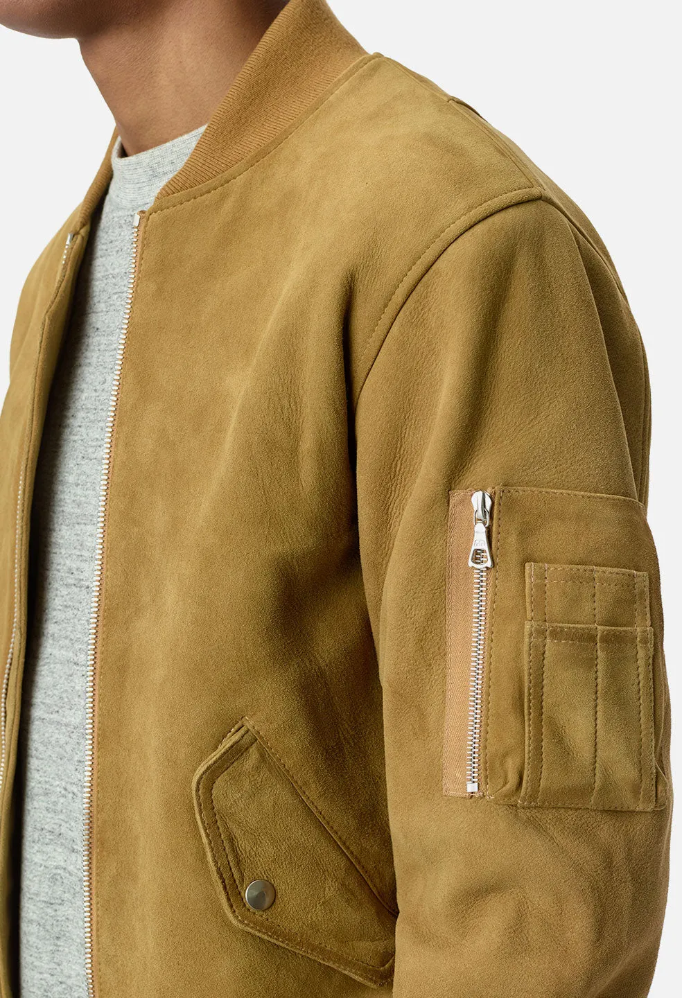 Leather Bogota Bomber / Tan Suede