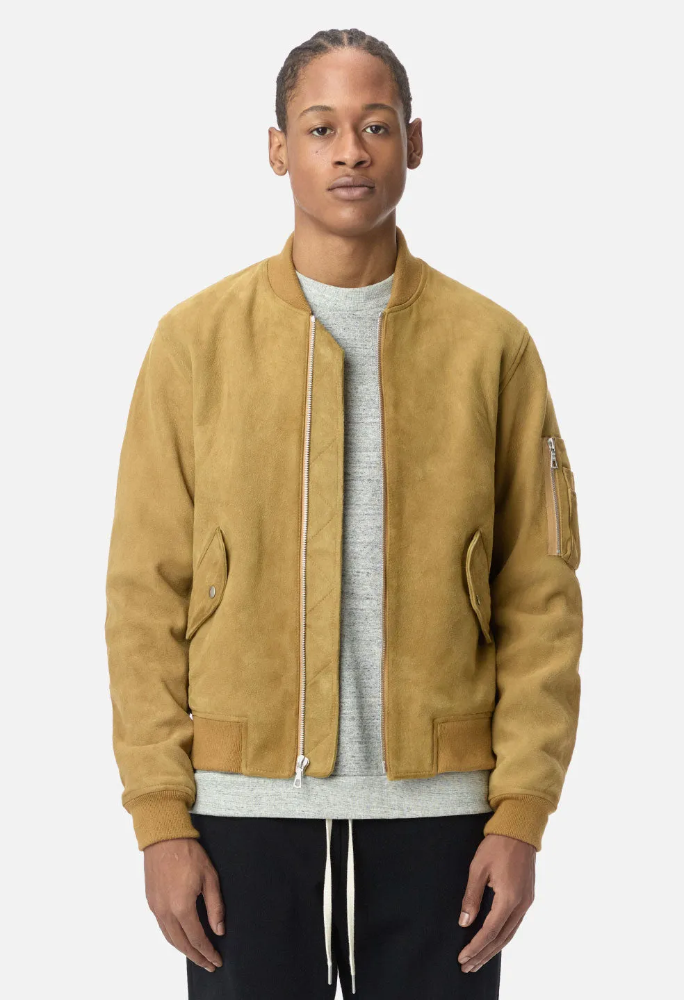 Leather Bogota Bomber / Tan Suede