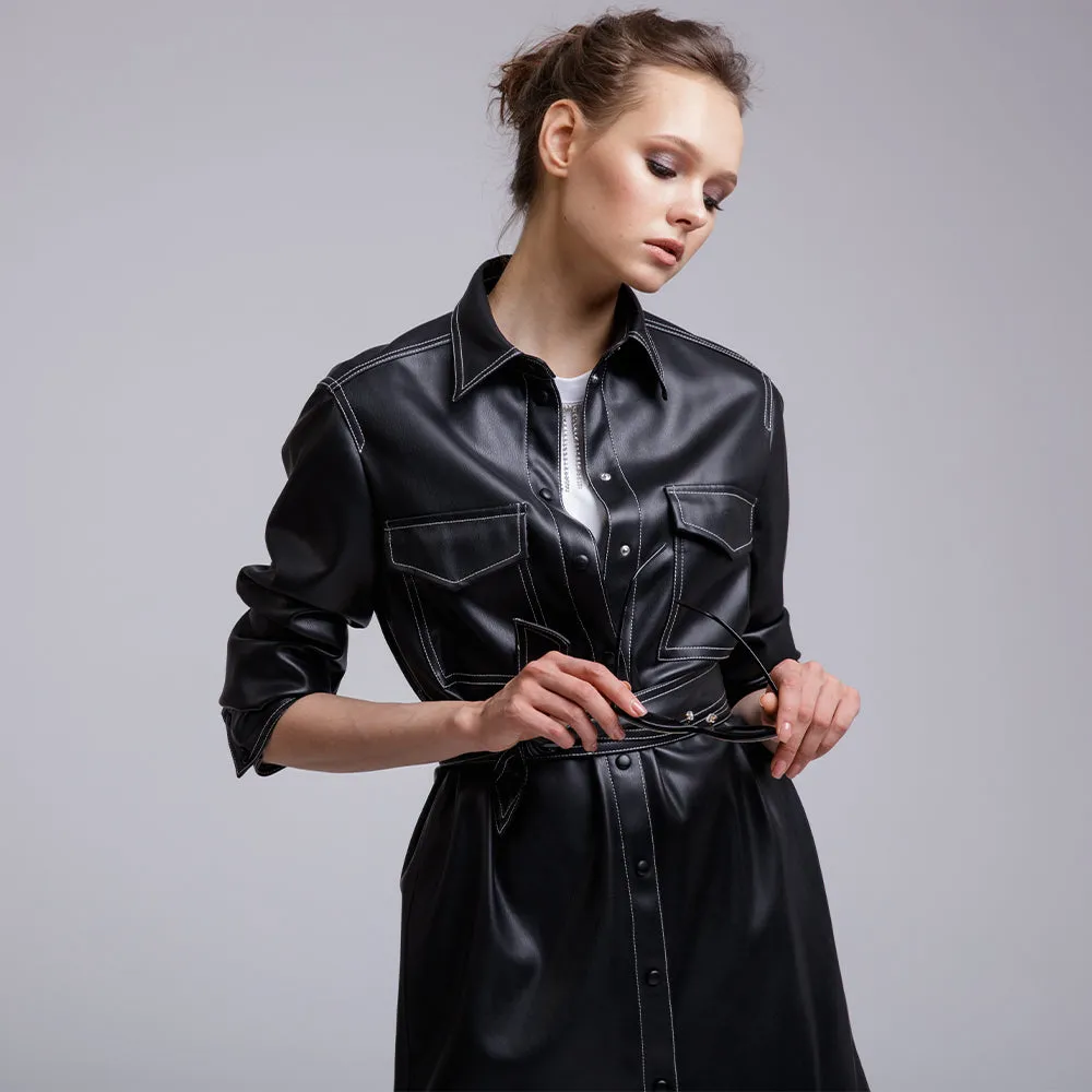 Leather Shirt Dress | KC Leather Signature Range - Belinda