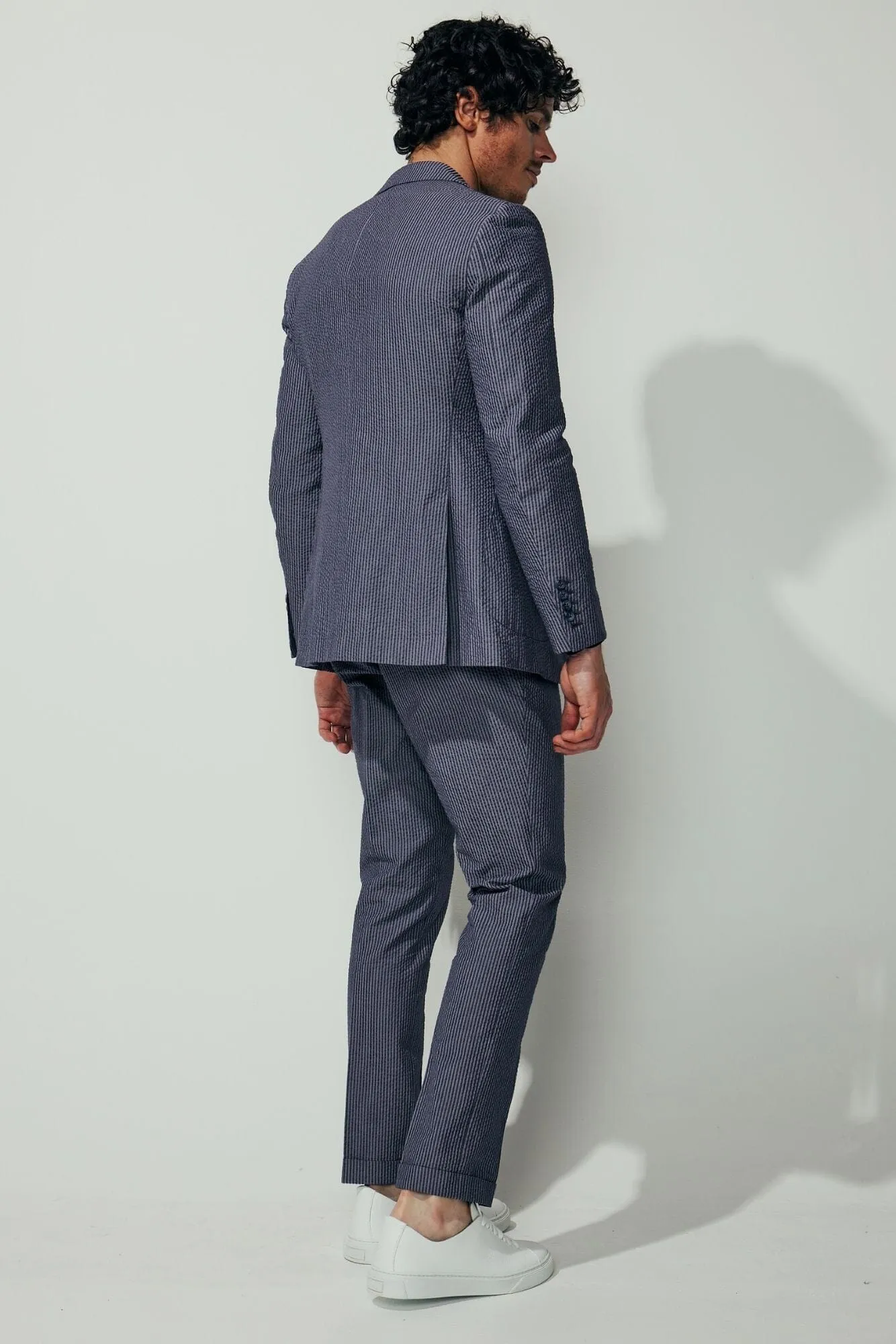 Liam / Blair Suit - Blue and Denim Seersucker