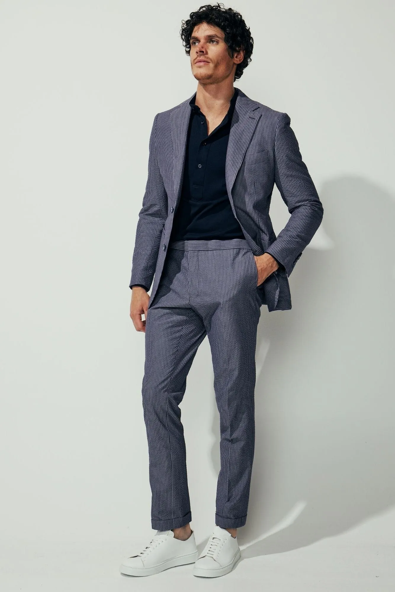 Liam / Blair Suit - Blue and Denim Seersucker