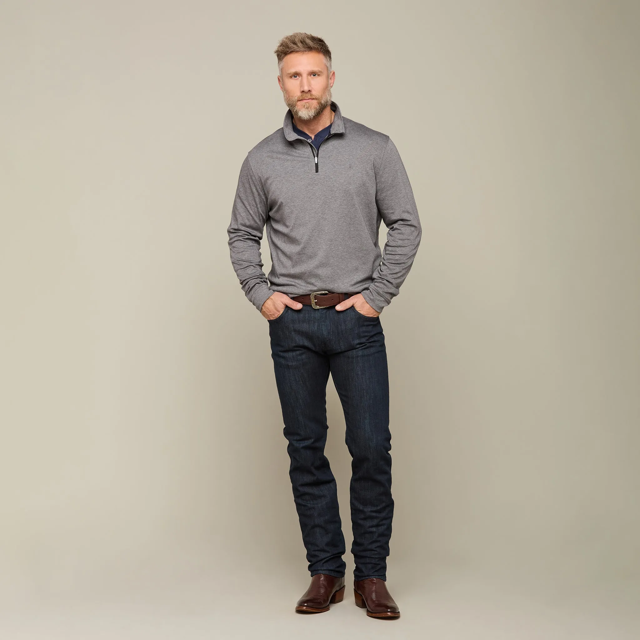 Lightweight Quarter Zip :: Grey