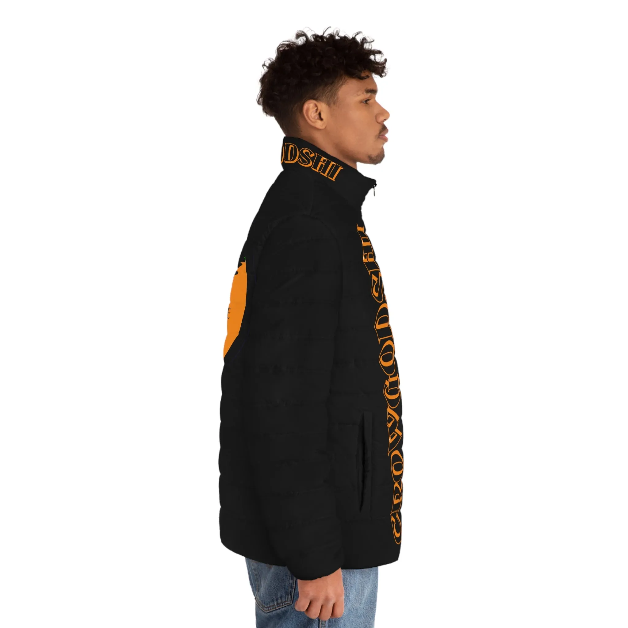 Men's 3rd GEN Puffer Jacket, BLACK W/ ORANGE LOGO