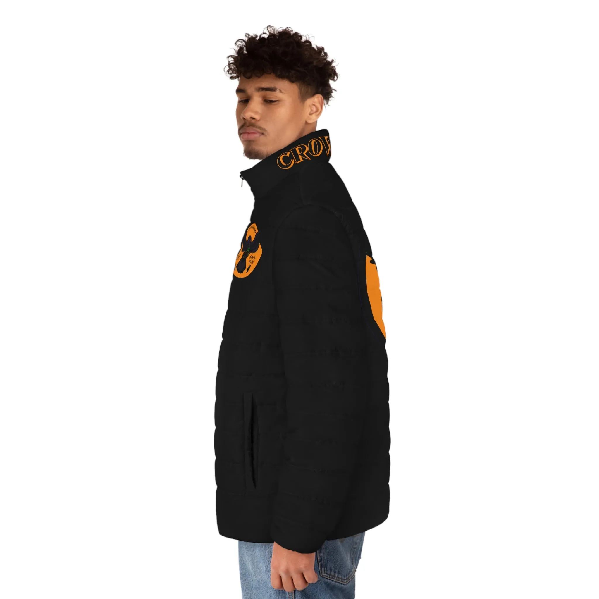 Men's 3rd GEN Puffer Jacket, BLACK W/ ORANGE LOGO