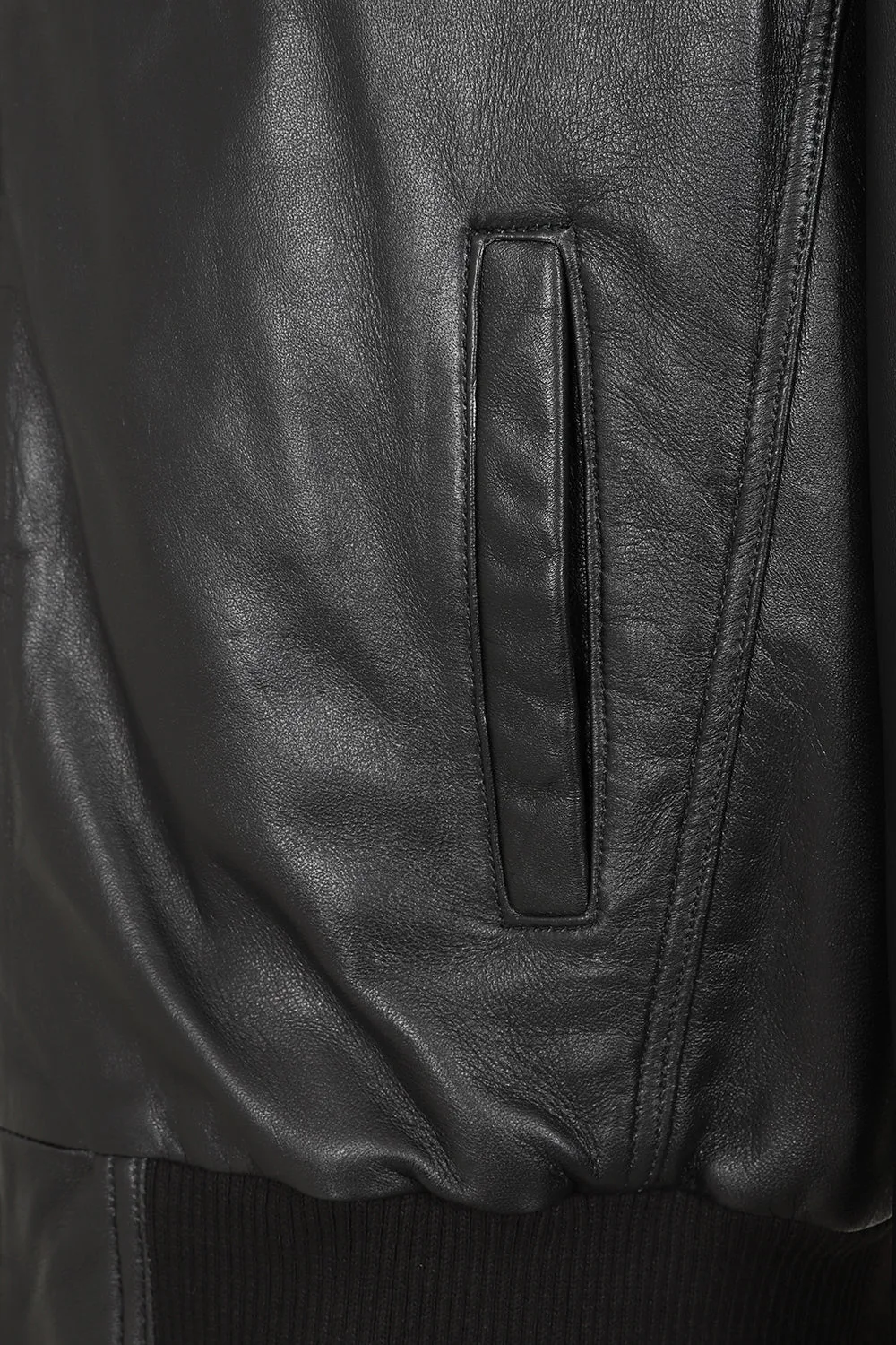 Men's Classic Black. Genuine Leather Bomber Jacket - BARRY - Ryan