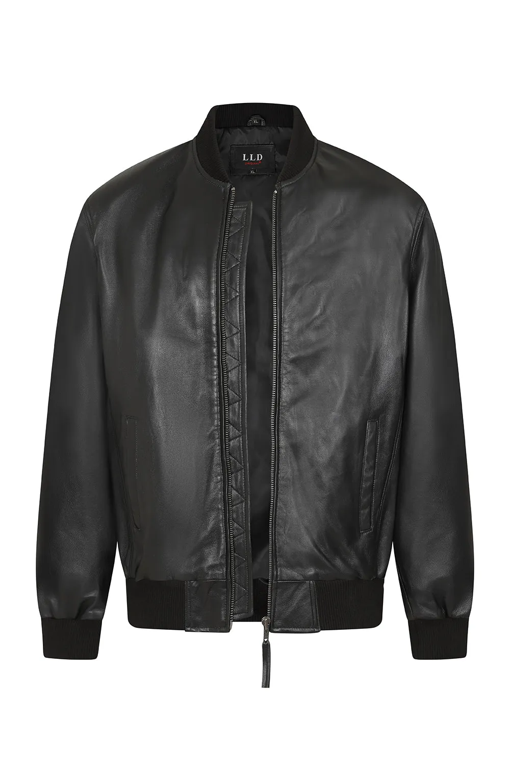 Men's Classic Black. Genuine Leather Bomber Jacket - BARRY - Ryan